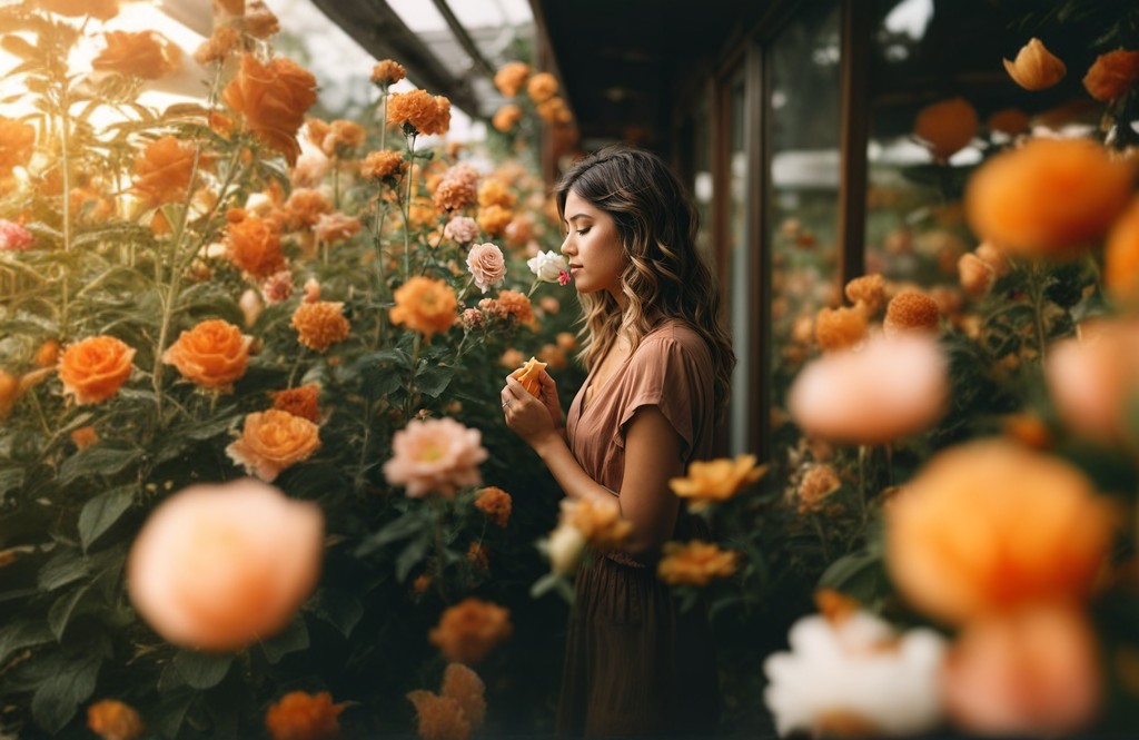 Ali Parsons smelling flowers